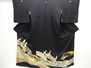 箔置き地紙に花古典柄・群鶴模様刺繍留袖(比翼付き)